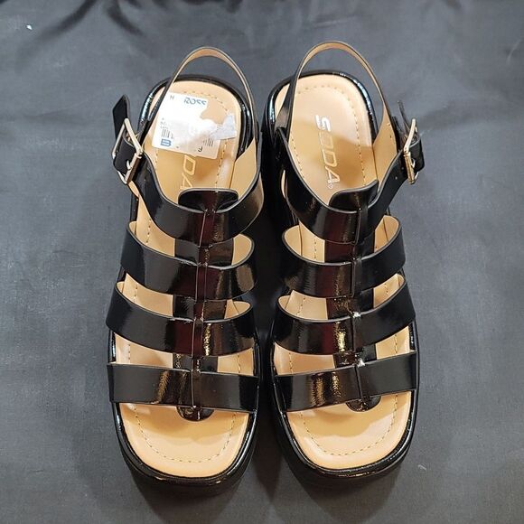 BRAND NEW SODA KARBIE-S WEDGE OPEN TOE MULTI-STRAP PLATFORM SANDALS - Picture 3 of 15